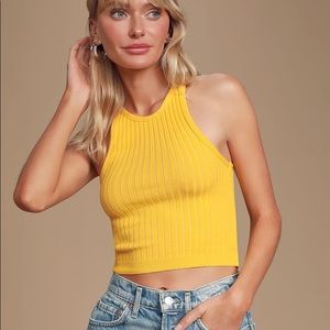 Rohan Yellow Ribbed Cropped Tank Top
